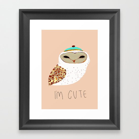 i'm cute owl illustration Framed Art Print