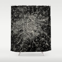 Prague, Czech Republic City Map - Black and White Shower Curtain