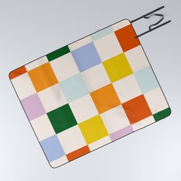 Retro Rainbow Checkerboard  Picnic Blanket | Happy, Colorful, Painting, Shapes, Illustration, Rainbow, Positive Vibes, 90S, Abstract, Bright 