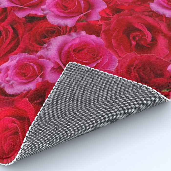 Nature Art Of Bed Of Red Pink Rose Flowers Rug By Sharlesart