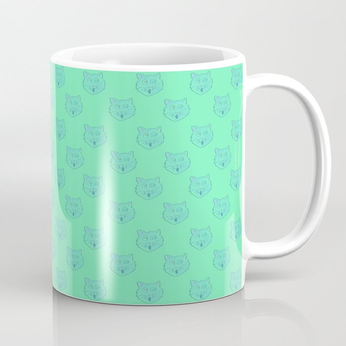 Crazed Polka Cat - Green Coffee Mug