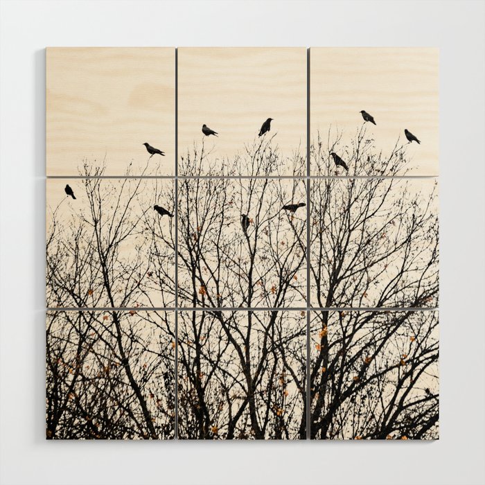 Crows in Trees Wood Wall Art