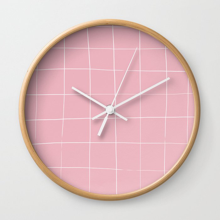 Pink Wavy Tile Wall Clock