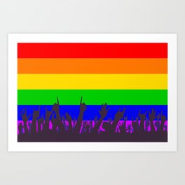 LGBT Rainbow Transgender Rainbow Flag With Waving Hands Art Print | Tv, Rainbow, Transvestite, Transsexual, Community, Colors, Graphicdesign, Icon, Cross, Lgbt 