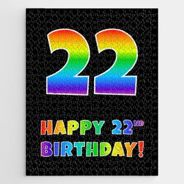 [ Thumbnail: HAPPY 22ND BIRTHDAY - Multicolored Rainbow Spectrum Gradient Jigsaw Puzzle ]