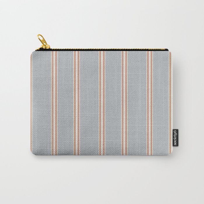 Stripes - Thick + Thin lines - Aleutian Blue, Rose Tan + White Carry-All Pouch