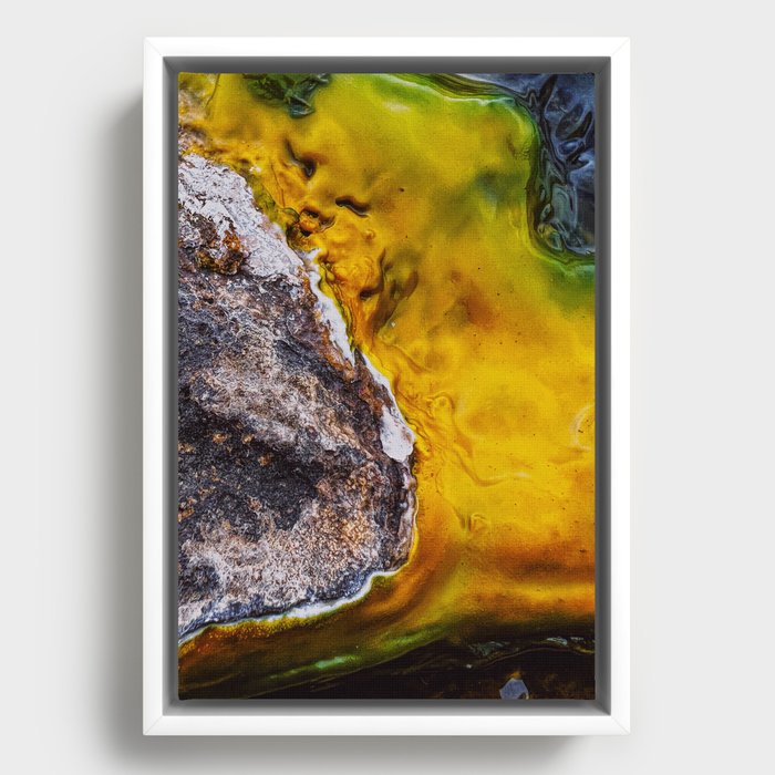 Abstract Colorful Geothermal Sulphur Deposits Framed Canvas
