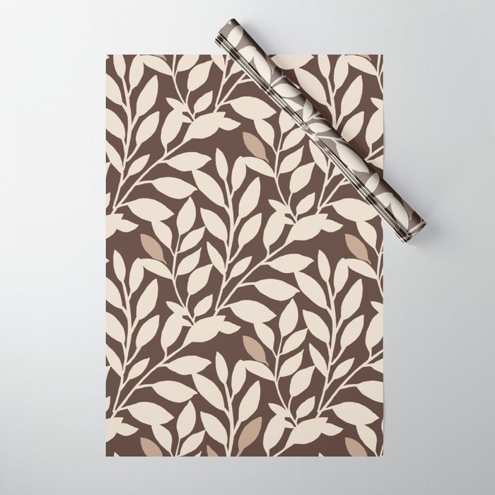 Leaves and Branches in Cream and Brown Wrapping Paper