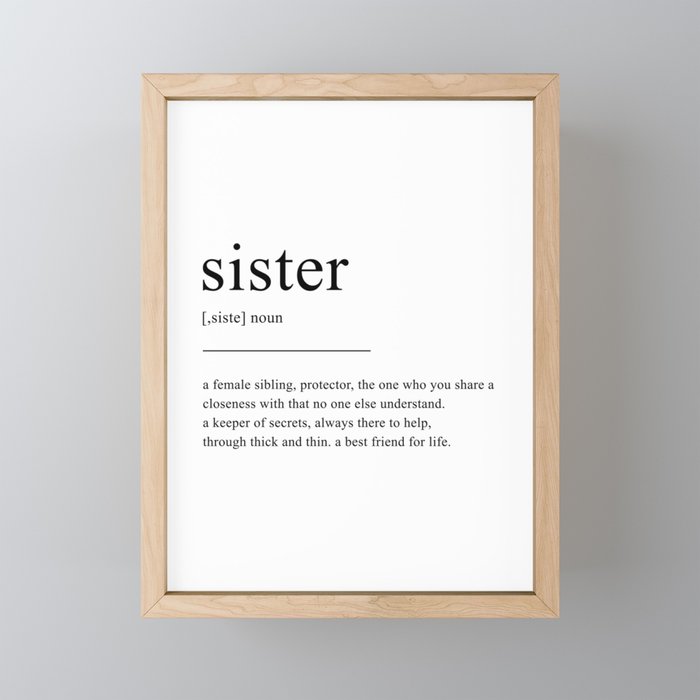 Sister Definition Framed Mini Art Print