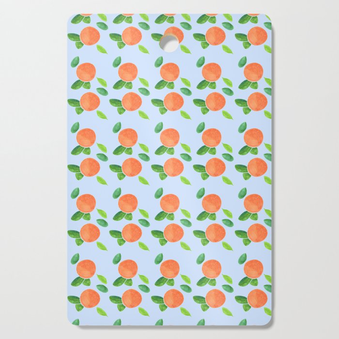 Peaches on Blue - Hand-painted Watercolour Cutting Board