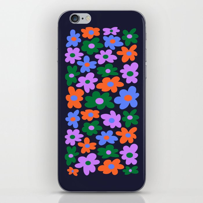 Retro Flowers: Midnight Black Edition iPhone Skin