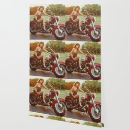 Motorcycle and Pinup Wallpaper