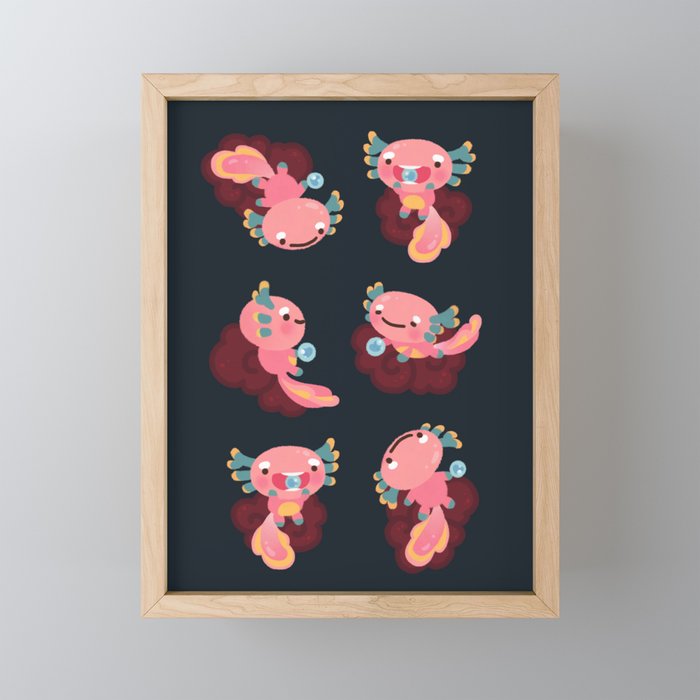 Umpearl the Axolotl Framed Mini Art Print