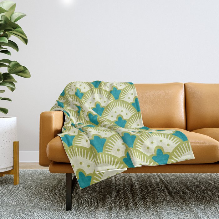 Fan Pattern Chartreuse Throw Blanket by Tony Magner Society6