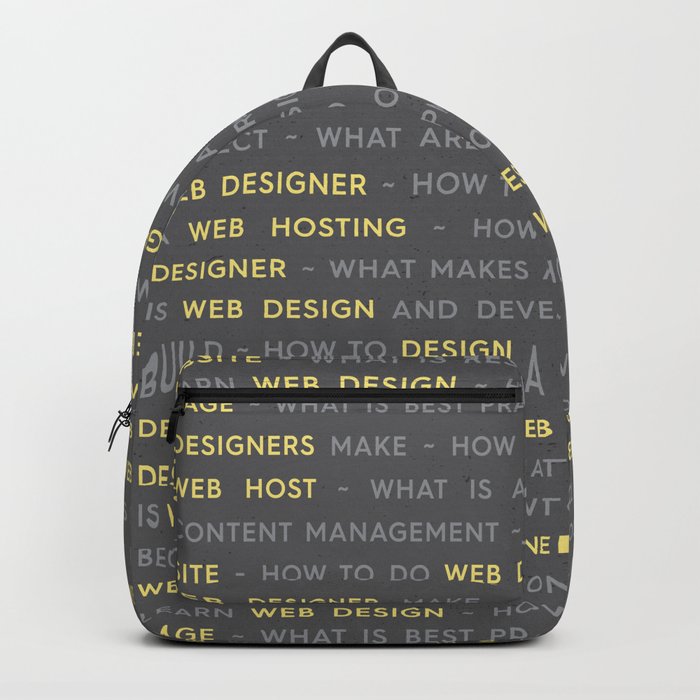 Yellow Web Design Keywords Poster Backpack