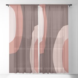 Scandinavian Minimalist Art Salmon Pink Sheer Curtain