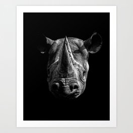 Black Rhino Head Art Print