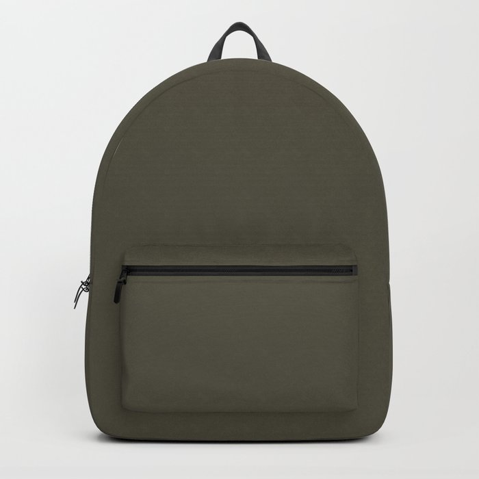 Dark Gray Brown Solid Color Pantone Olive Night 19-0515 TCX Shades of Black Hues Backpack