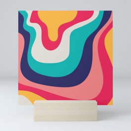 colorful, abstract, wave,  colorful, retro, graphic, illustration Mini Art Print