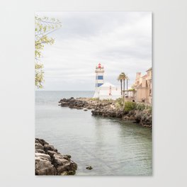 The Lighthouse in Cascais Photo | Moody Day by the Sea in Portugal Art Print | Coastal Travel Photography Canvas Print