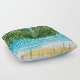 Acrylic Palm Trees and Ocean Shore Floor Pillow