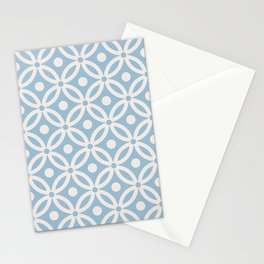 Pretty Intertwined Ring and Dot Pattern 630 Blue and Linen White Stationery Card