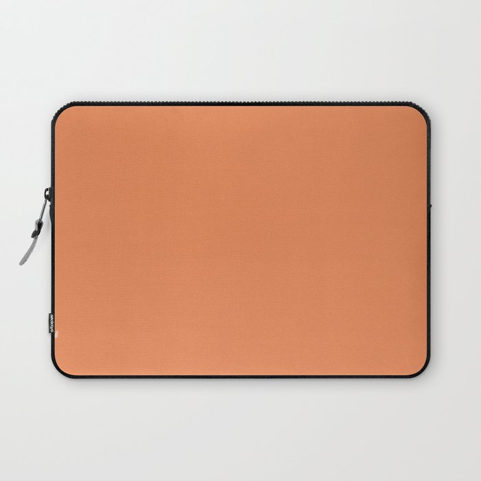 Medium Orange Solid Color Tropical Fall Earth-tone Shade Pairs Pantone Bird of Paradise 16-1357 TCX Laptop Sleeve