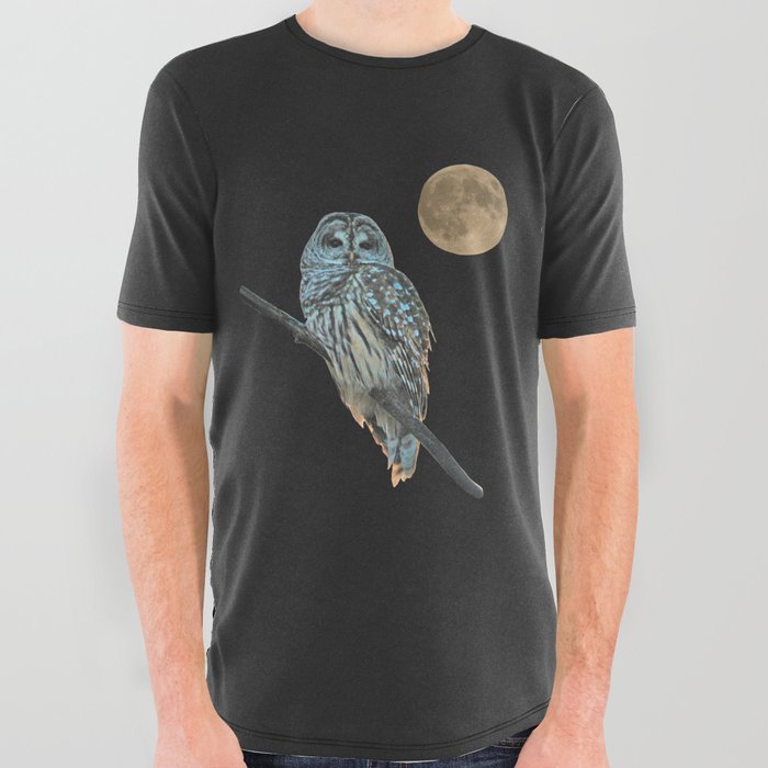 Owl, See the Moon: Barred Owl All Over Graphic Tee