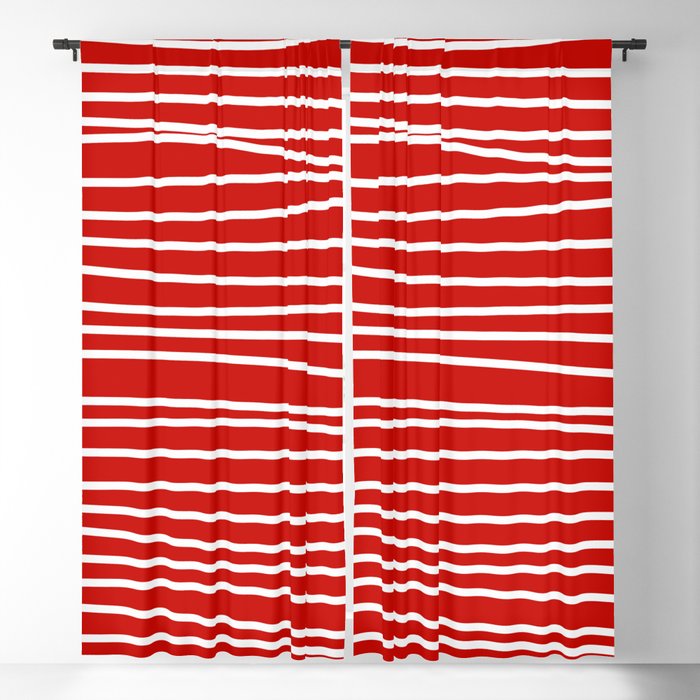 Red & White Maritime Hand Drawn Stripes - Mix & Match with Simplicity of Life Blackout Curtain