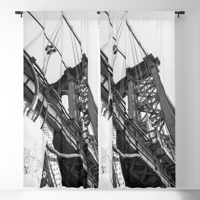 Manhattan Bridge Black and White | New York City | Travel Photography Blackout Curtain