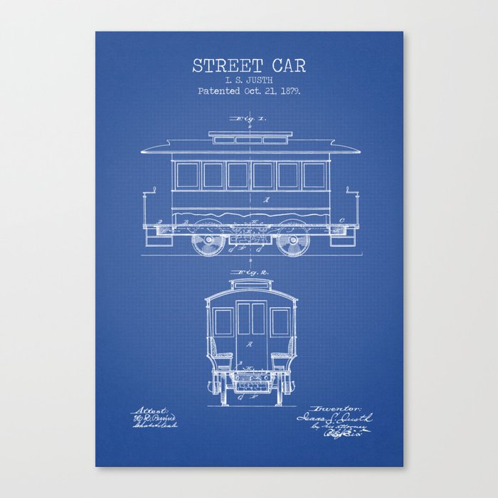 Street Car blueprint Canvas Print