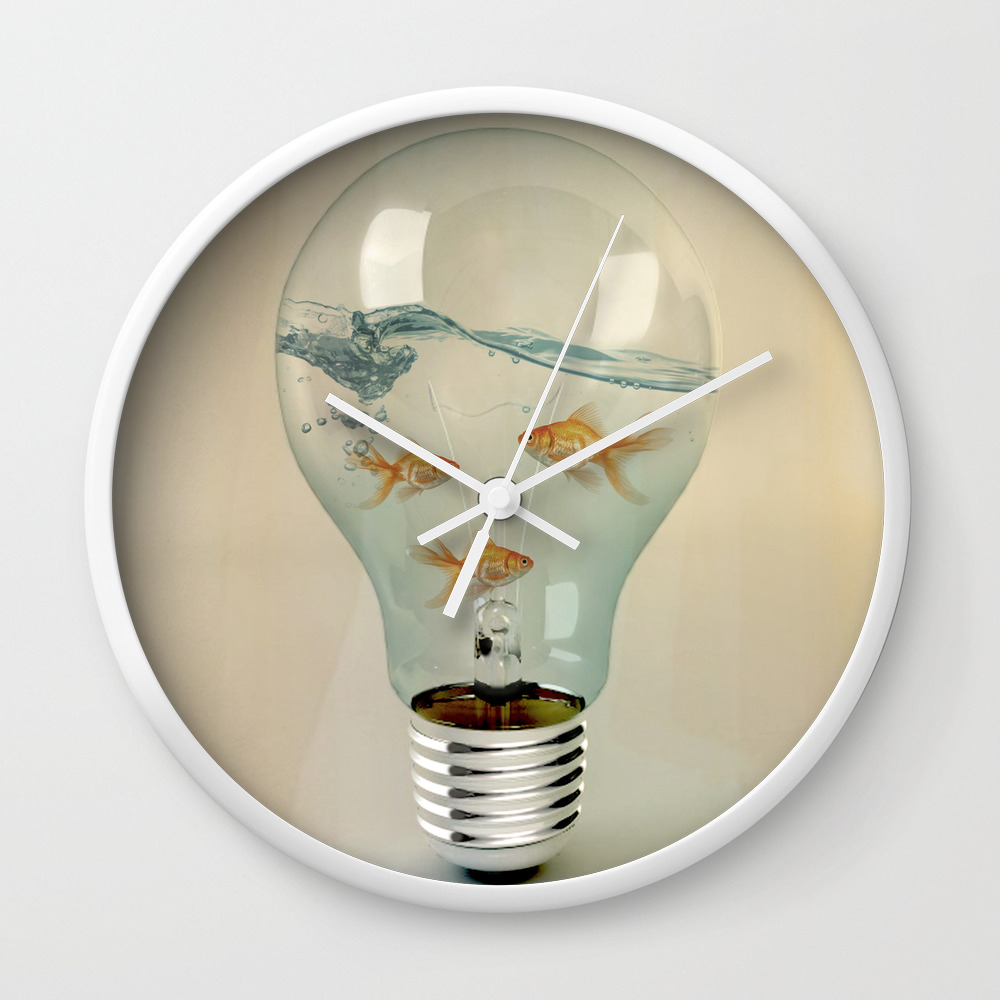 Ideas And Goldfish 03 Wall Clock By Vincepezzaniti Society6