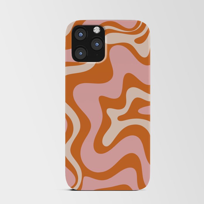 Liquid Swirl Retro Abstract Pattern in Orange Pink Cream iPhone Card Case