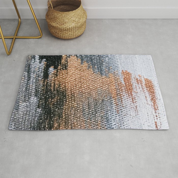 Rose Gold Dream Abstract Oil Painting Rug By Mariannamills