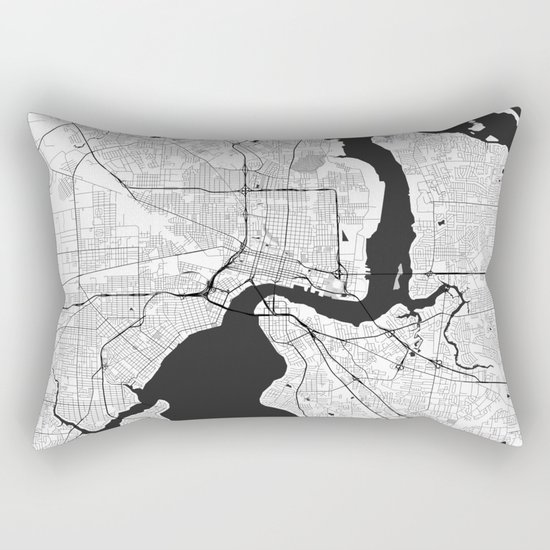 Jacksonville Map Gray Rectangular Pillow