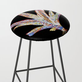 Floral Boat Lily Mosaic on Black Bar Stool