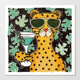 Martini Cheetah in Black Canvas Print