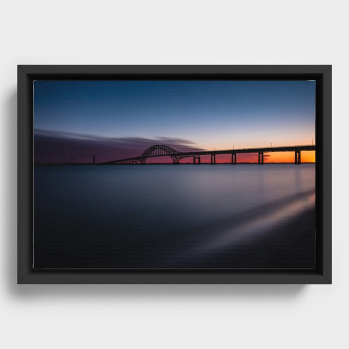 Fire Island Inlet Bridge Sunset Framed Canvas