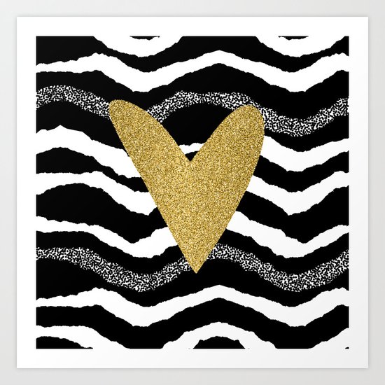 Heart on waves Art Print