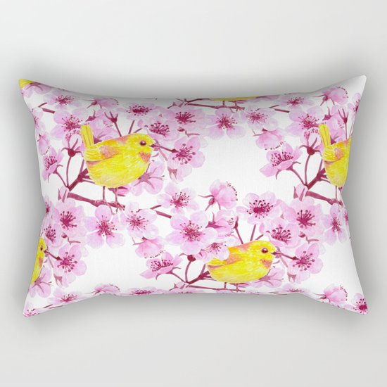 Cherry blossom and yellow bird Rectangular Pillow