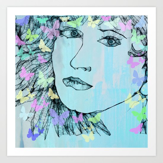 Butterfly Girl - JUSTART © Art Print
