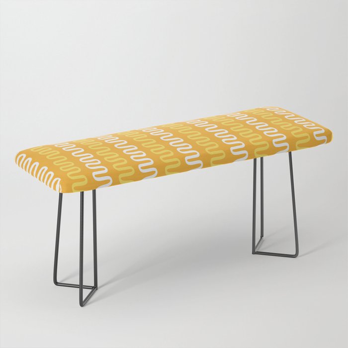 Abstract Shapes 235 in Mustard Yellow (Snake Pattern Abstraction) Bench