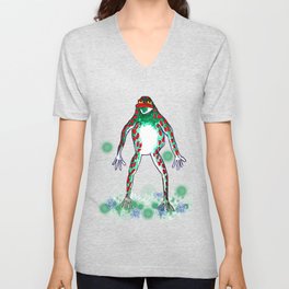 Space green spotted  frog V Neck T Shirt