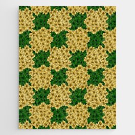 Green and Yellow Flower Checkerboard Jigsaw Puzzle