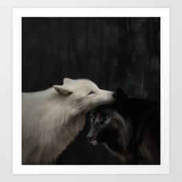 Wolves - Yin & Yang (Digital Drawing) Art Print