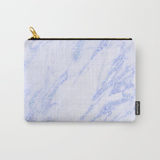 Blue Marble - Shimmery Glittery Cornflower Sky Blue Marble Metallic Carry-All Pouch