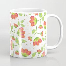 Three Tone Spring Floral Scatter on Crisp White Coffee Mug