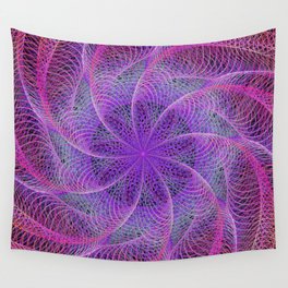 Fractal Pinwheel Wall Tapestry | Flower, Abstract, Swiral, Graphicdesign, Purple, Blue, Tunnel, Pink, Digital, Pinwheel 