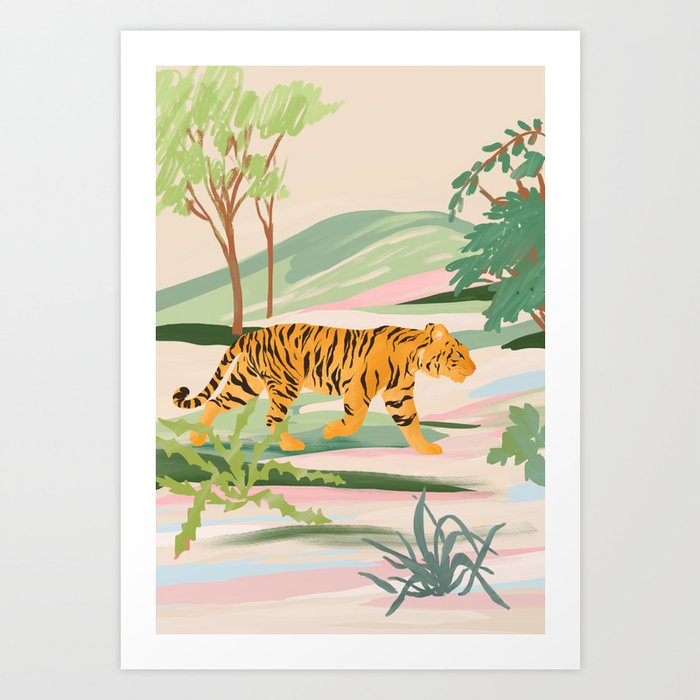 Walking Tiger Art Print