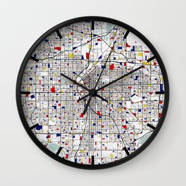 Denver City Map of the United States - Mondrian Wall Clock